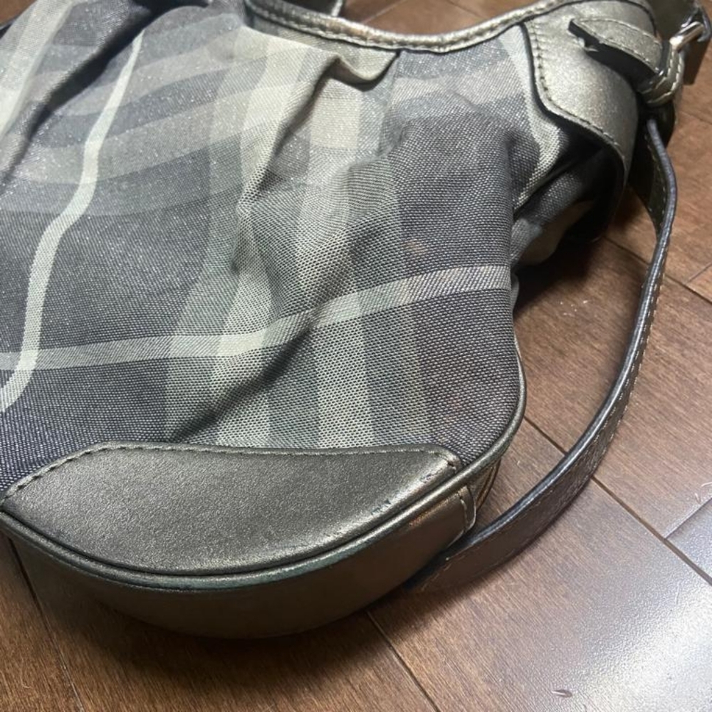 Burberry Black and Brown Plaid Leather Hobo Bag - Picture 7 of 14